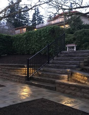retaining wall stairs walkway